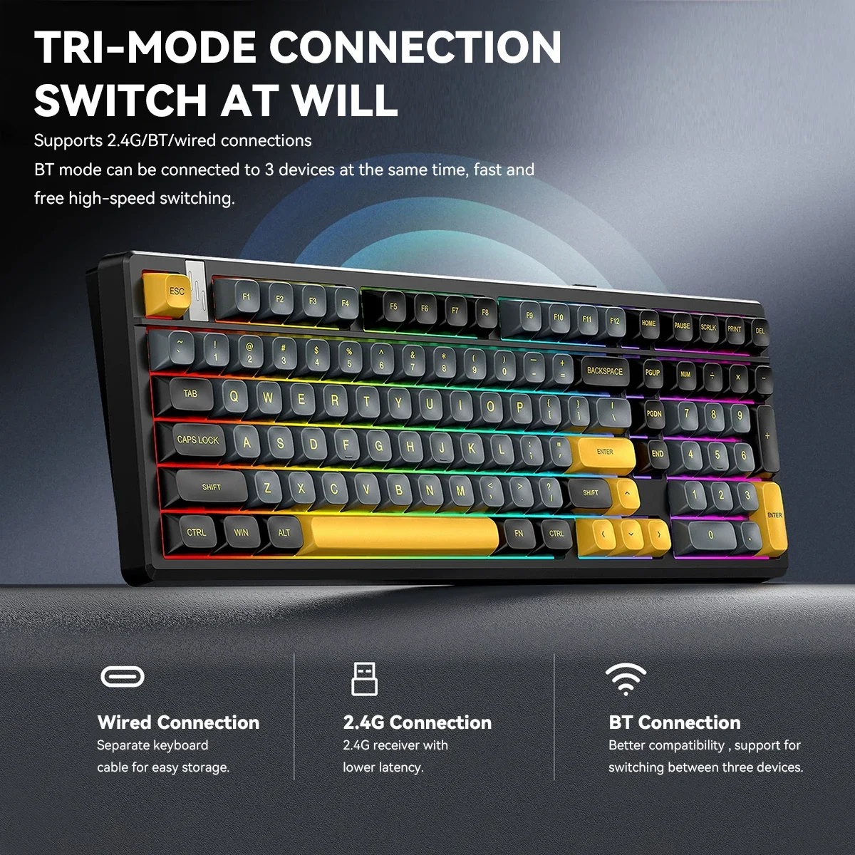Gaming Keyboard Thocky - Wireless Mechanical Gaming Keyboard with Spherical