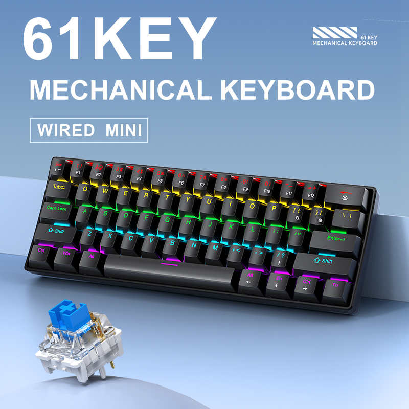 K61 Wired Mechanical Gaming Ke - đánh giá và giá Keyboard Gaming Blue Switch