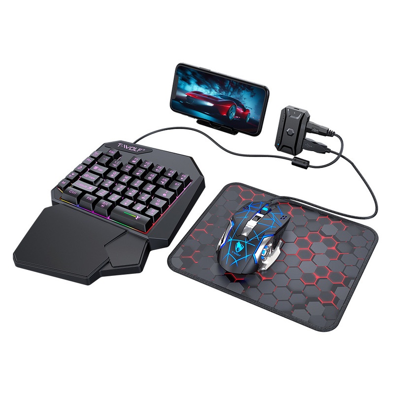 T-Wolf Tf950 5 In 1 One Handed - đánh giá và giá Gaming Keyboard Half