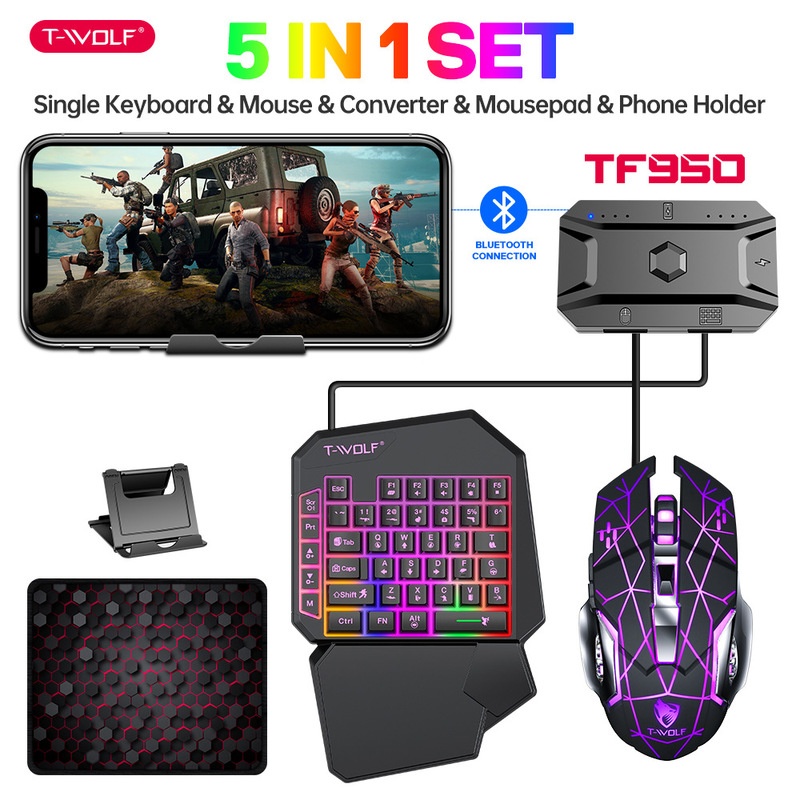 T-Wolf Tf950 5 In 1 One Handed - đánh giá và giá Gaming Keyboard Half