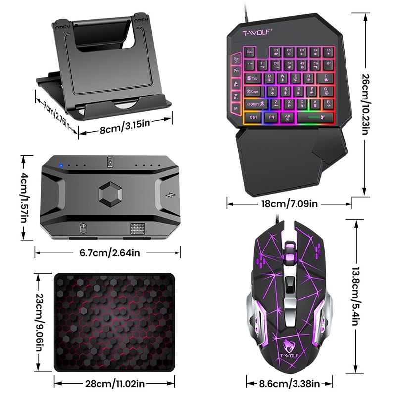 T-Wolf Tf950 5 In 1 One Handed - đánh giá và giá Gaming Keyboard Half