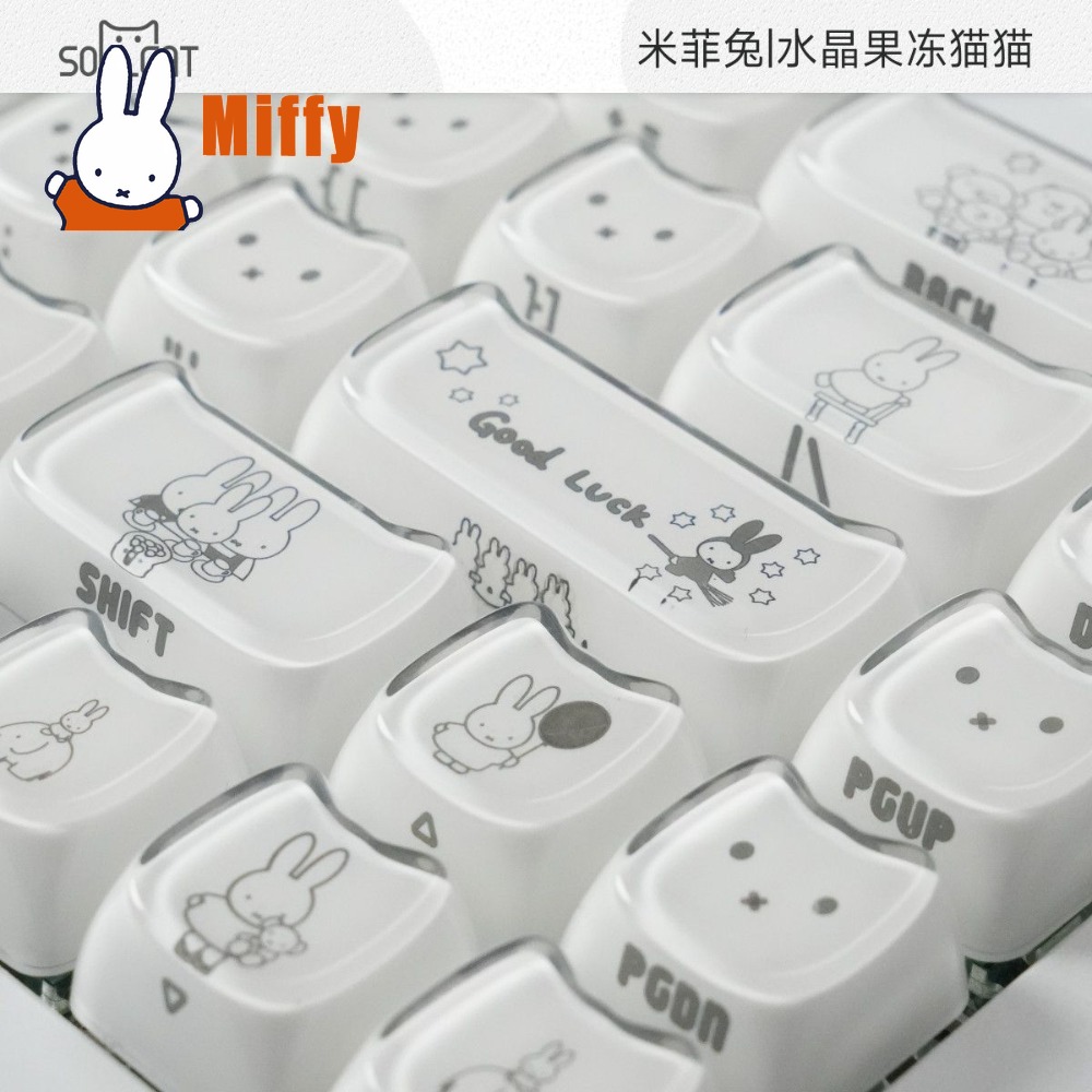 Kawaii Miffy Keycaps Cute Rabb - đánh giá và giá Gaming Keyboard Typewriter