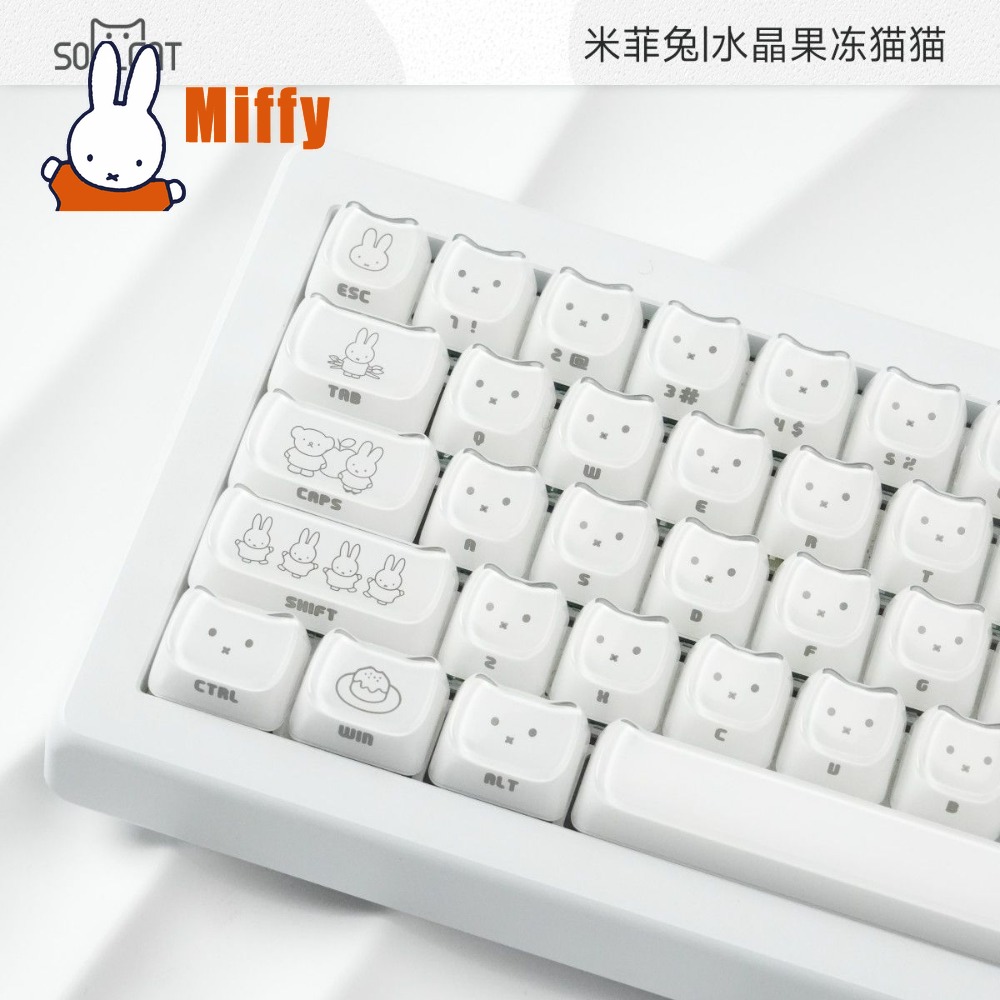 Kawaii Miffy Keycaps Cute Rabb - đánh giá và giá Gaming Keyboard Typewriter