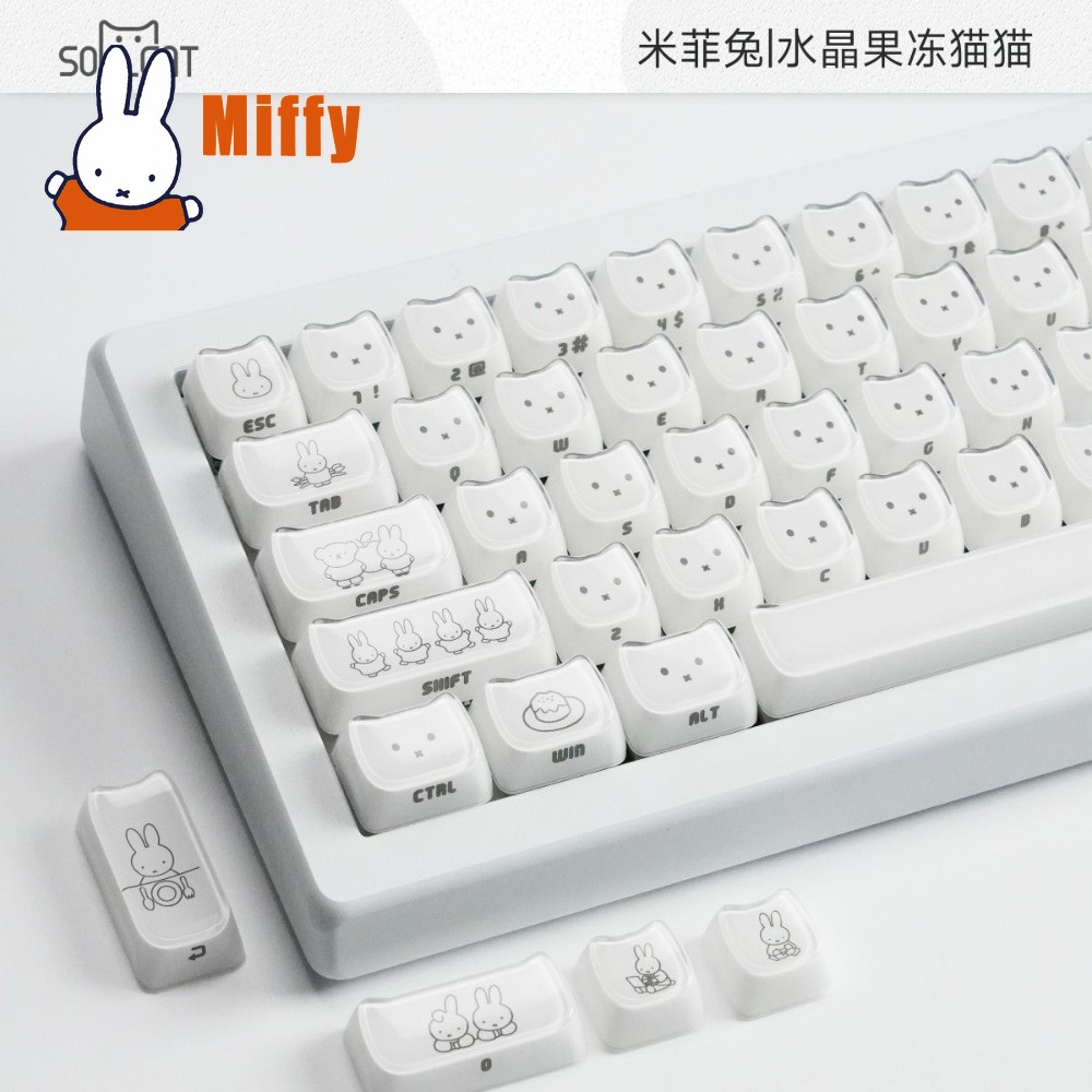 Kawaii Miffy Keycaps Cute Rabb - đánh giá và giá Gaming Keyboard Typewriter