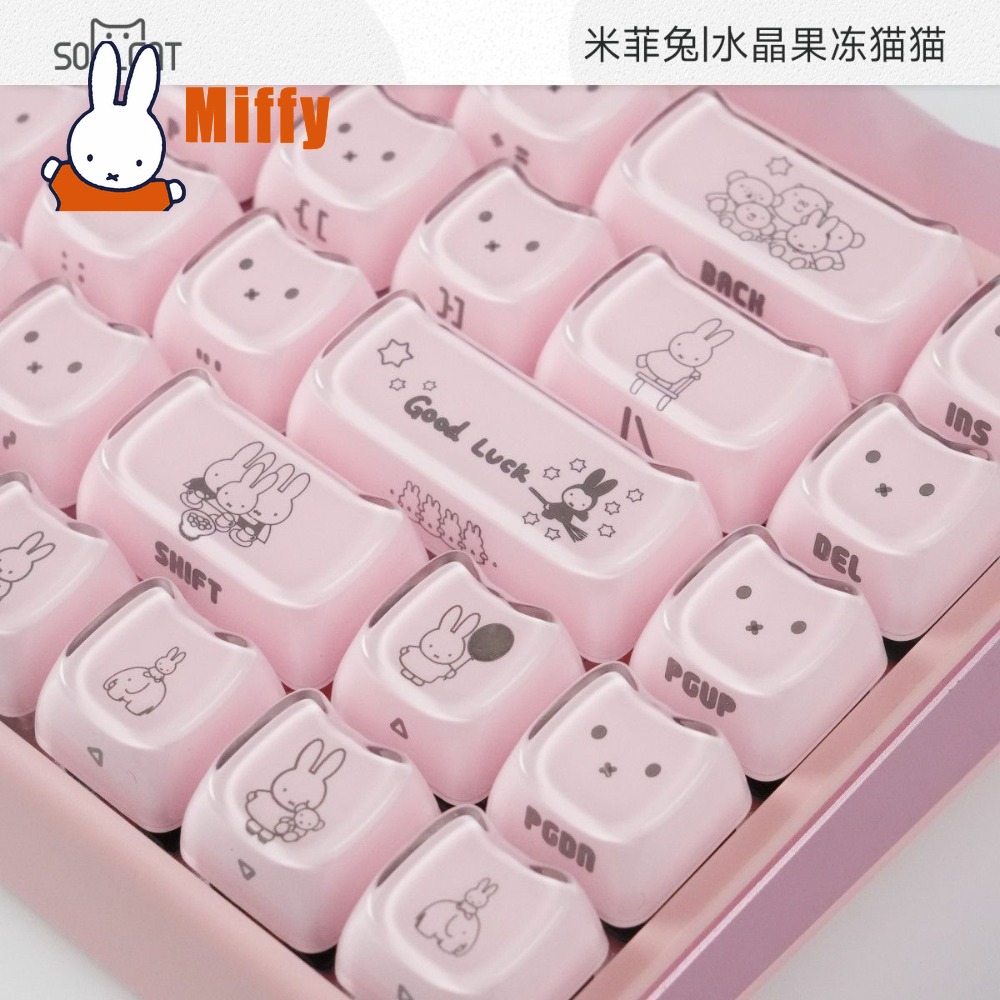 Kawaii Miffy Keycaps Cute Rabb - đánh giá và giá Gaming Keyboard Typewriter